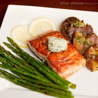 Pan Seared Salmon with Chive Dill Butter